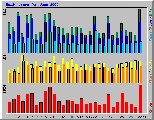 Daily usage for June 2008