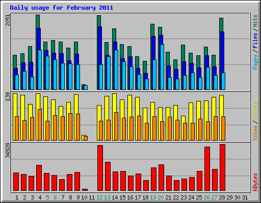 Daily usage for February 2011