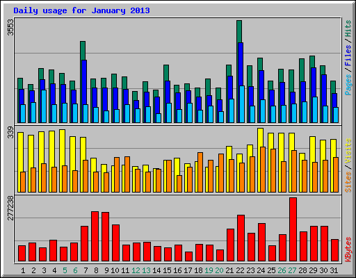 Daily usage for January 2013