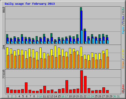 Daily usage for February 2013