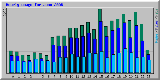 Hourly usage for June 2008