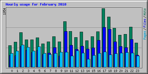 Hourly usage for February 2010