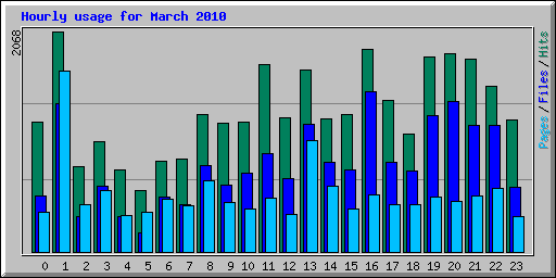 Hourly usage for March 2010